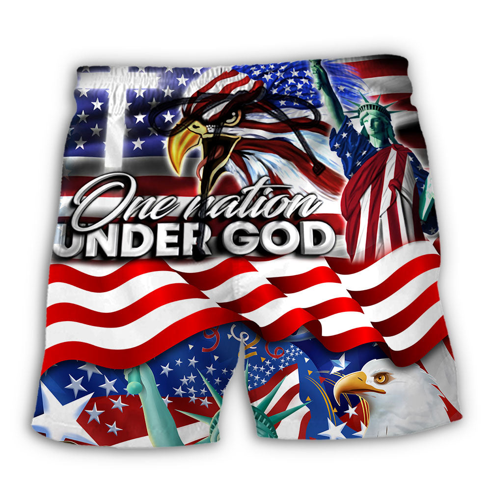 America Independence Day US One Nation Under God Beach Short