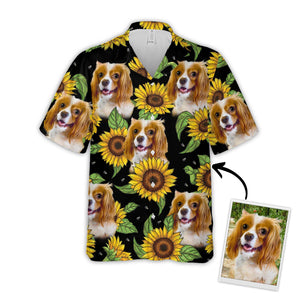 Personalized Gift For Pet Lovers  Sunflower & Leaves Pattern Hawaiian Shirt