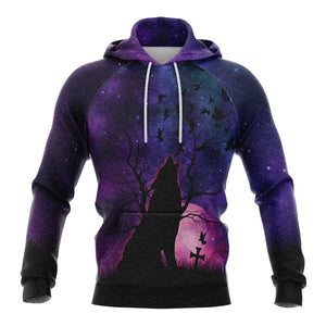 Wolf Purple Night Hoodie For Men And Women