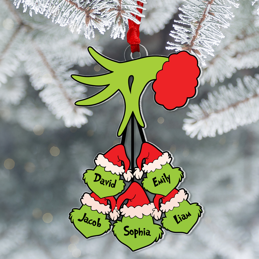 The Grinch Christmas With Us - Gift For Family - Personalized Acrylic Ornament NA94