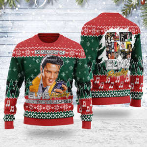 Elvis In memory of Elvis - Costumes Cosplay Ugly Christmas Sweater