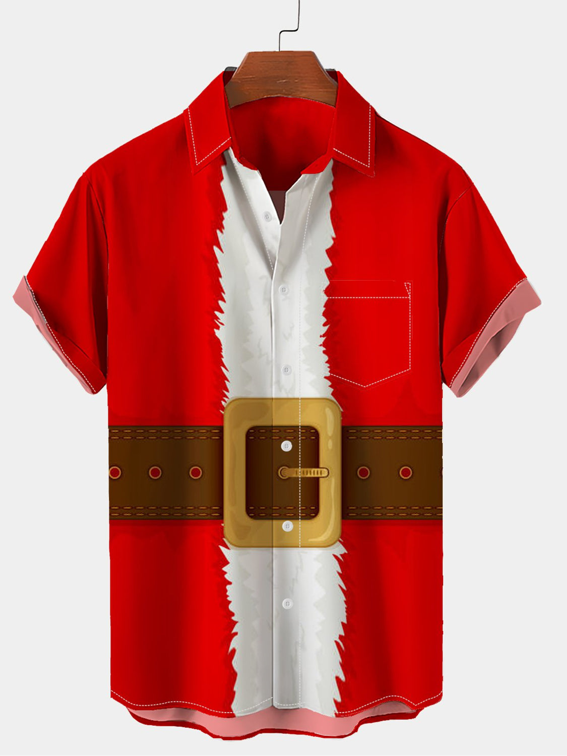 Merry Christmas Cosplay Santa Middle Belt Short Sleeve Hawaiian Shirt