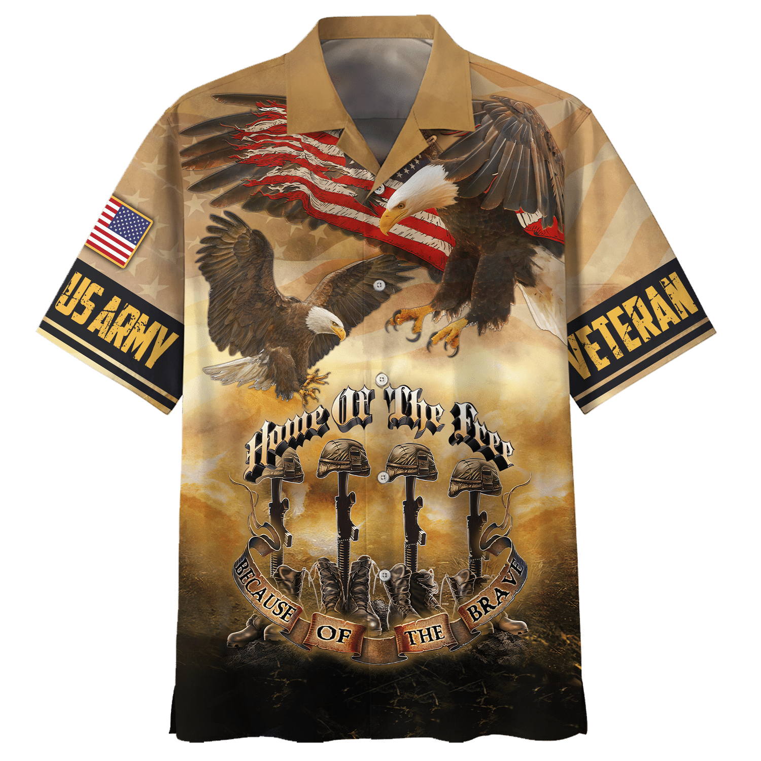 Army Home Of The Free Because Of The Brave Hawaiian Shirt