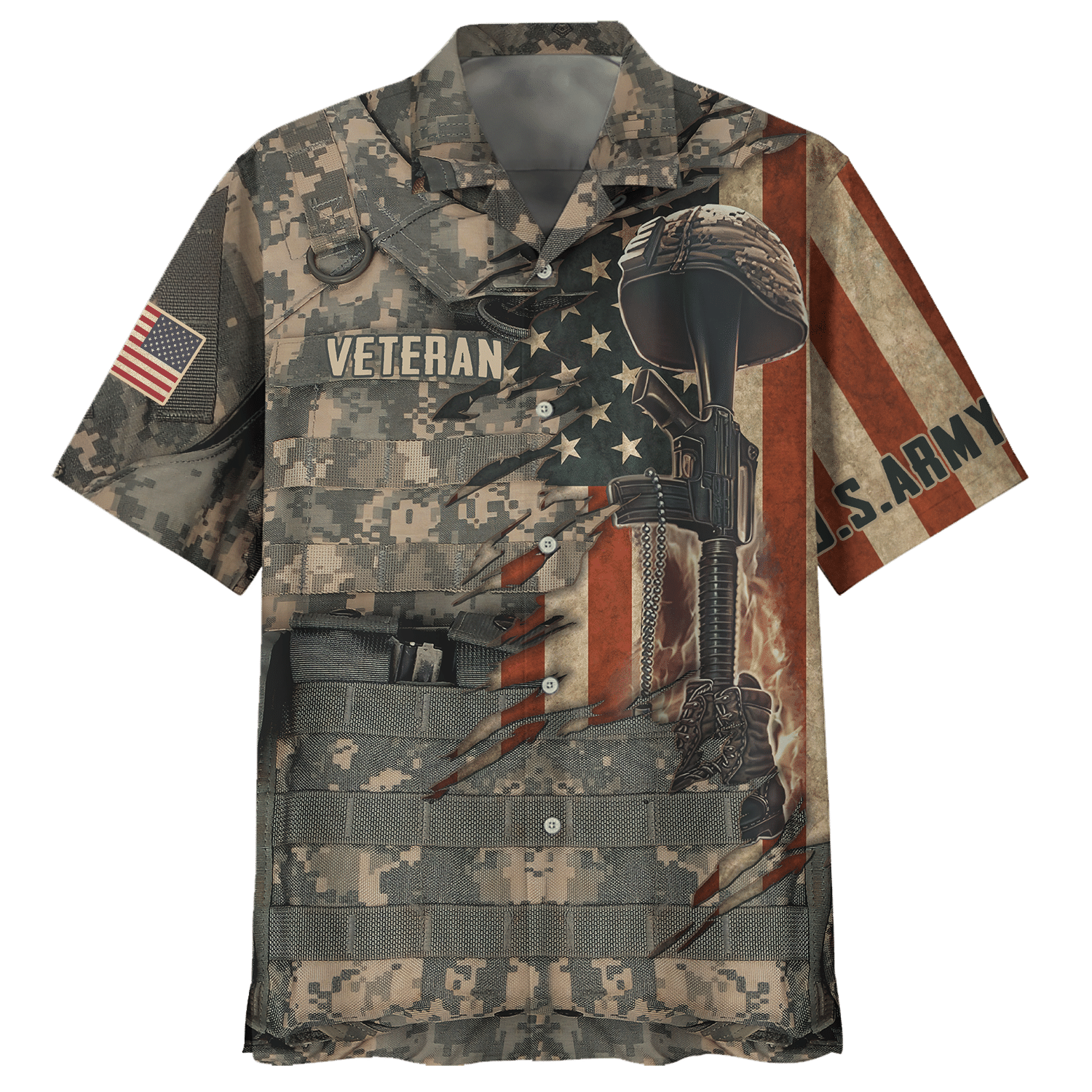 Us Army Veteran Gun Hawaiian Shirt