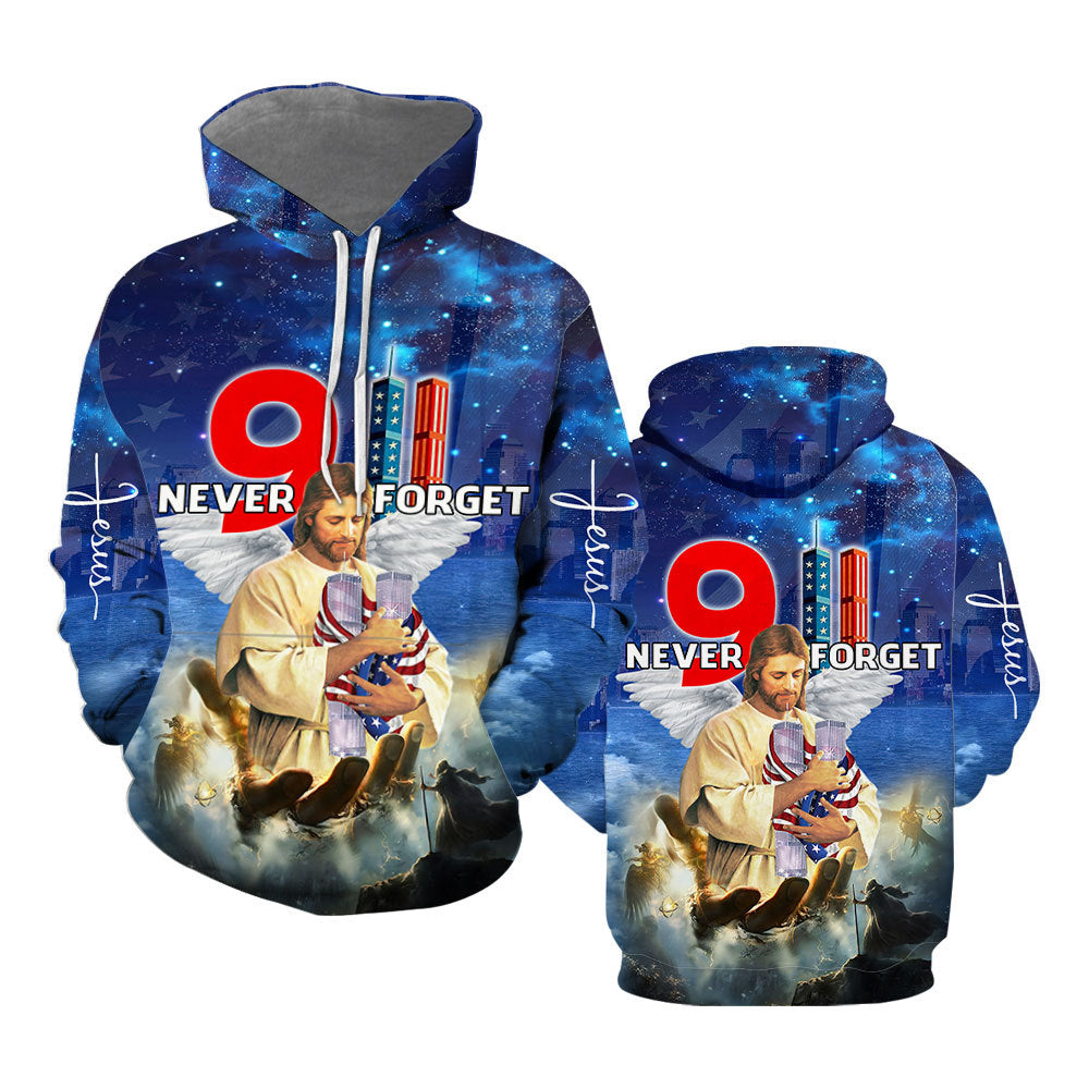 God Jesus Bless 911 Day Never Forget Hoodie For Men & Women