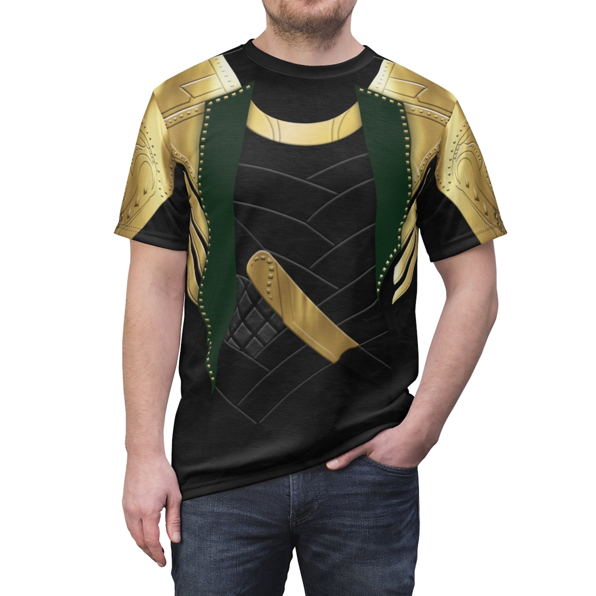 Loki Leather Battle Suit TV Series Costume T-shirt For Men
