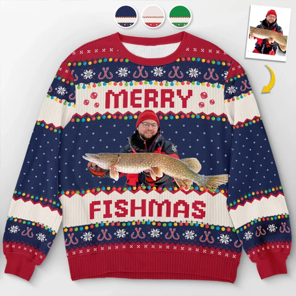 Custom Photo Fisherman - Personalized Ugly Sweater - Christmas Gift For Lovers, Fisherman NA94