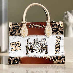 Football Mommy Proud Of You - Personalized Leather Bag - Gift For Mother, Grandma, Grandmother, Mother's Day | NA94