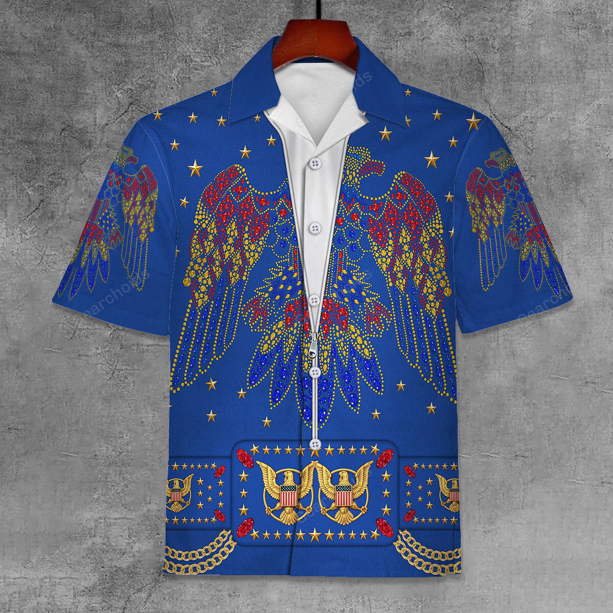 Elvis EAGLE Blue -  Costume Cosplay Hawaiian Shirt ELHS30