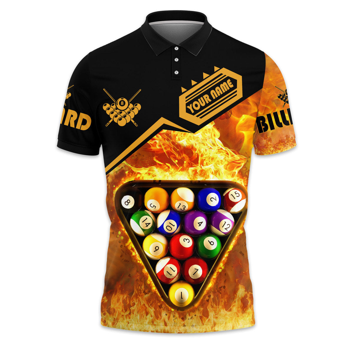 Personalized Cue Ball Fire Perfect For Billiards Player Polo Shirt