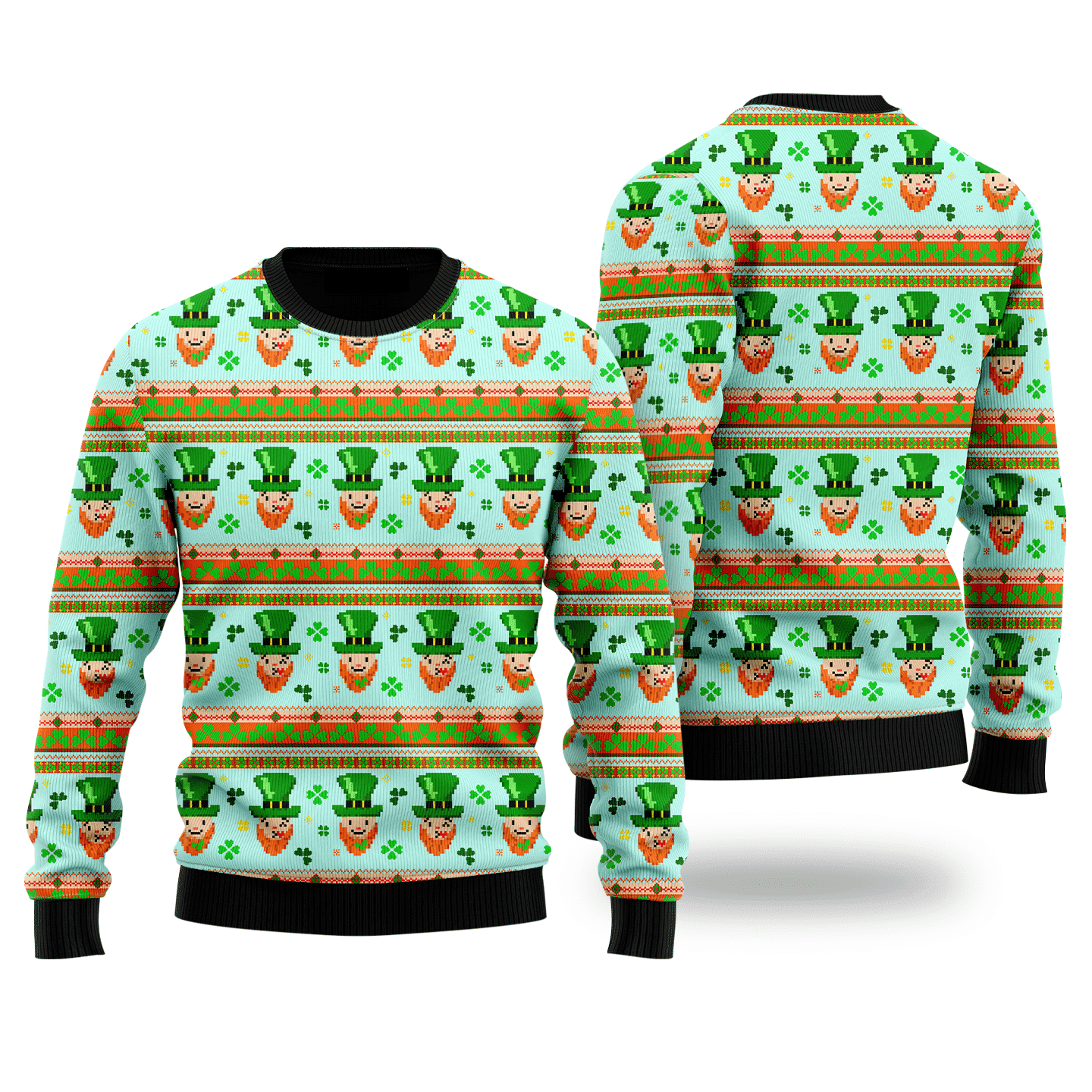 Funny Leprechauns Patricks Pattern Ugly Christmas Sweater