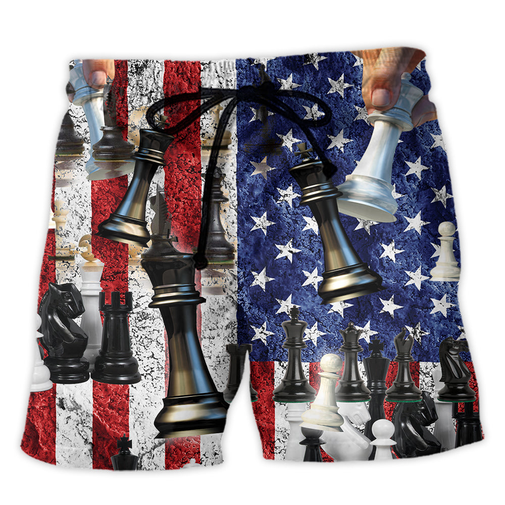 Chess Independence Day Let's Celebrate With Chess - Beach Short