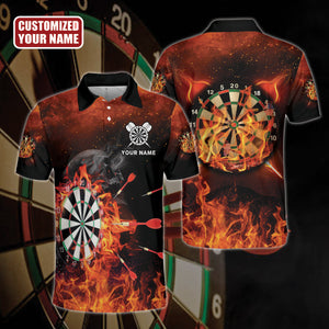 Personalized Name Darts Skull All Over Printed, Dart Fire With Dartboart, Dart Shirt