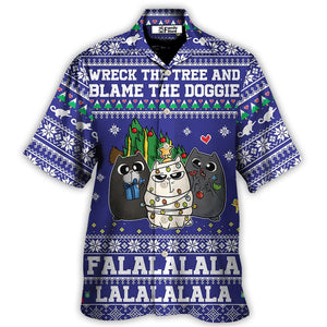 Three Cats Wreck The Tree Meowy Christmas Style - Hawaiian Shirt