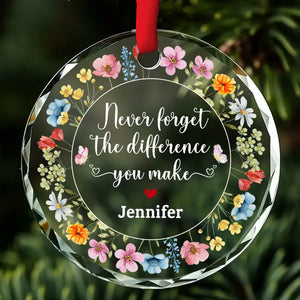 Thank You Because Of Your Difference - Personalized Glass Ornament - Gift For Friends, Bestie - NA94