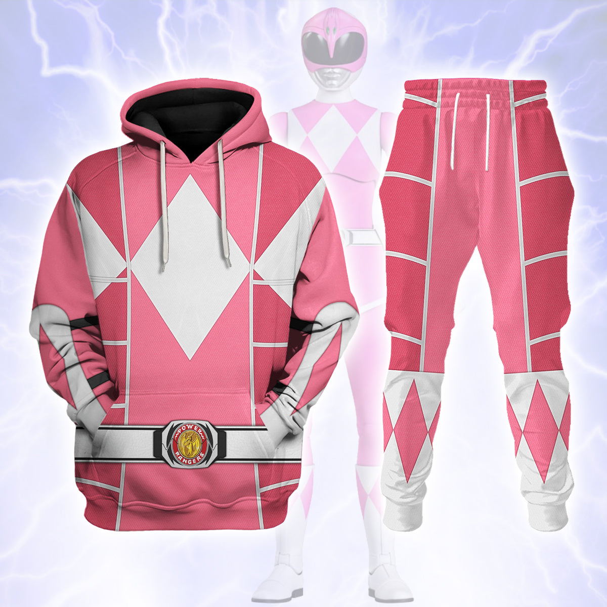 Pink Mighty Morphin Power Ranger Cosplay C2 - Hoodie Set, Sweatshirt, Sweatpants