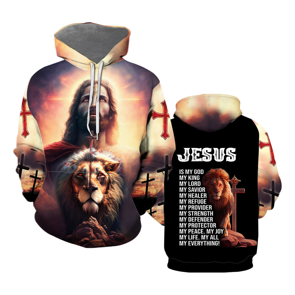 Jesus Is My God Lion Jesus Hoodie - Gift For Men And Women