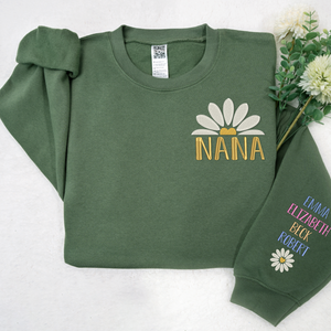 Nana Daisy Flower - Embroidered Hoodie, Sweatshirt, Tshirt - Gift for Grandma