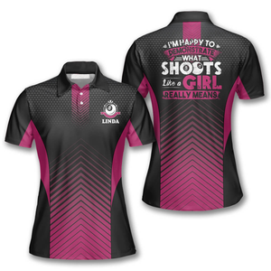 Personalized Billiards Shoots Like A Girl Really Means Polo Shirts