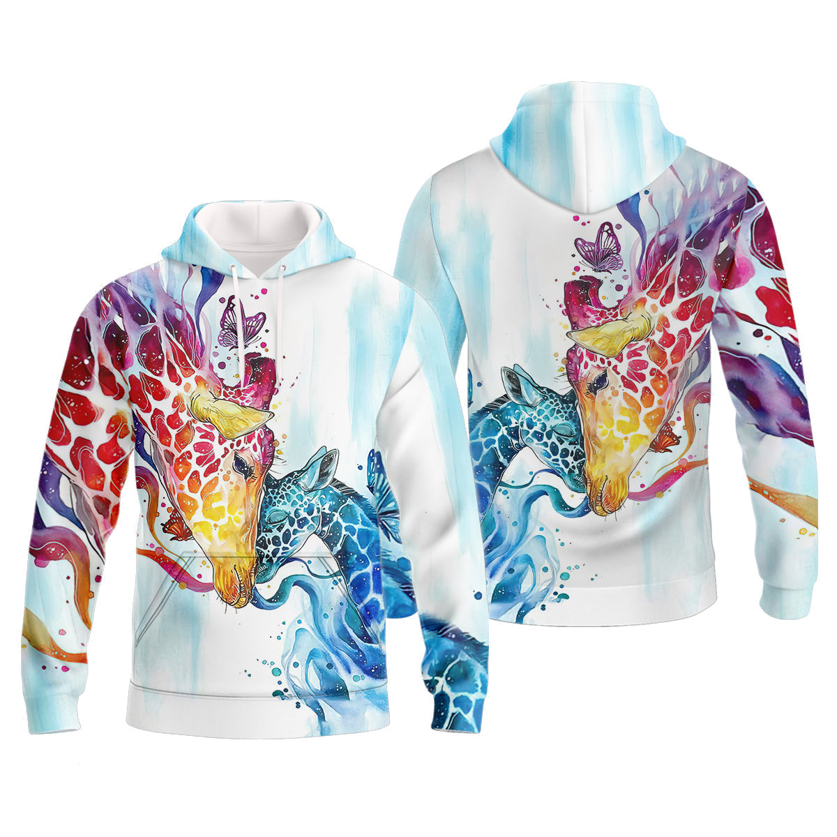 Love Giraffe Mother And Son Colorfull Hoodie For Men And Women