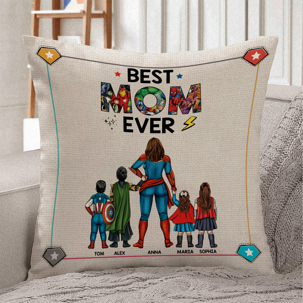 Super Hero Best Mom Ever - Personalized Pillow- Gift For Mom, Mother's Day   - CL02 NA94