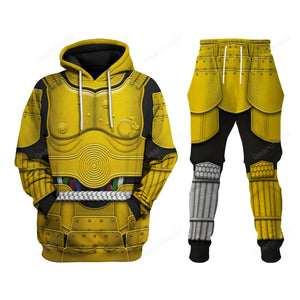 Star Wars C-3PO Samurai Costume Hoodie Sweatshirt Sweatpants Tshirt Hawaiian shirt SWHS39