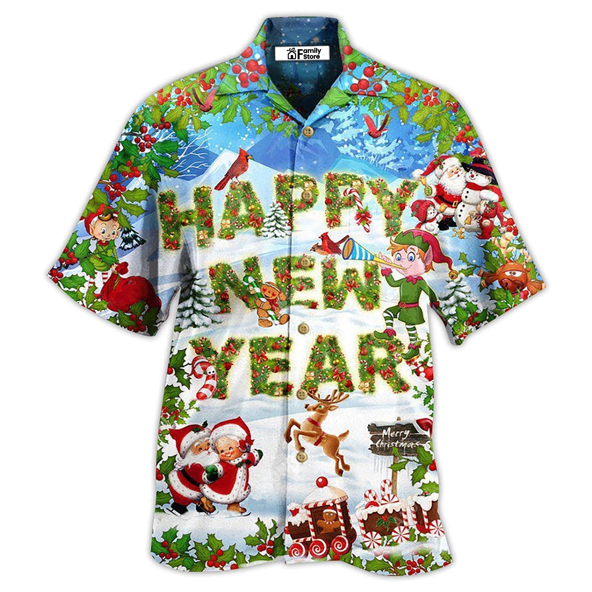 Christmas Happy New Year Snow Merry Christmas - Hawaiian Shirt