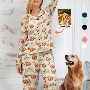 Custom Photo Pet Face Flower Pattern - Personalized Pajama - Gift For Pet Lovers, Pet Owners - NA94