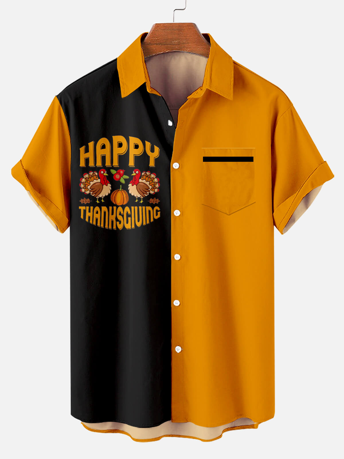 Thanksgiving Turkey Men's Short Sleeve Hawaiian Shirt