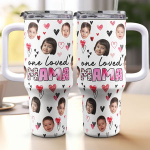 Custom Photo One Loved Mama - Personalized 40oz Tumbler Cup With Straw - Gift For Mom, Mothers Day NA94