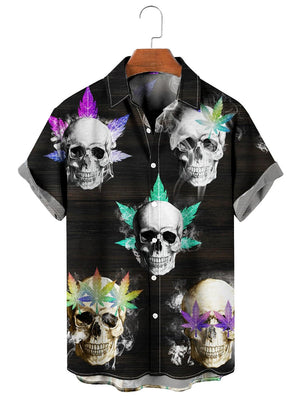 Shiny Smoking Skull Hawaiian Shirt