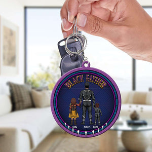 Super Hero Black Father Panther - Personalized Acrylic Keychain - Gift For Dad, Fathers Day  - CL02 NA94