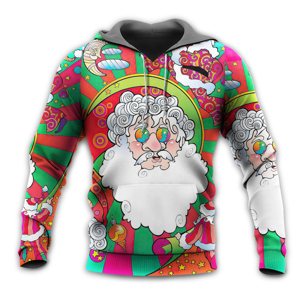 Christmas Santa Claus Psychedelic Colorful Hippie - Hoodie
