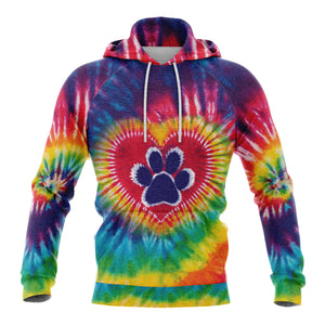 Tie Dye Dog Paw Hoodie For Men And Women