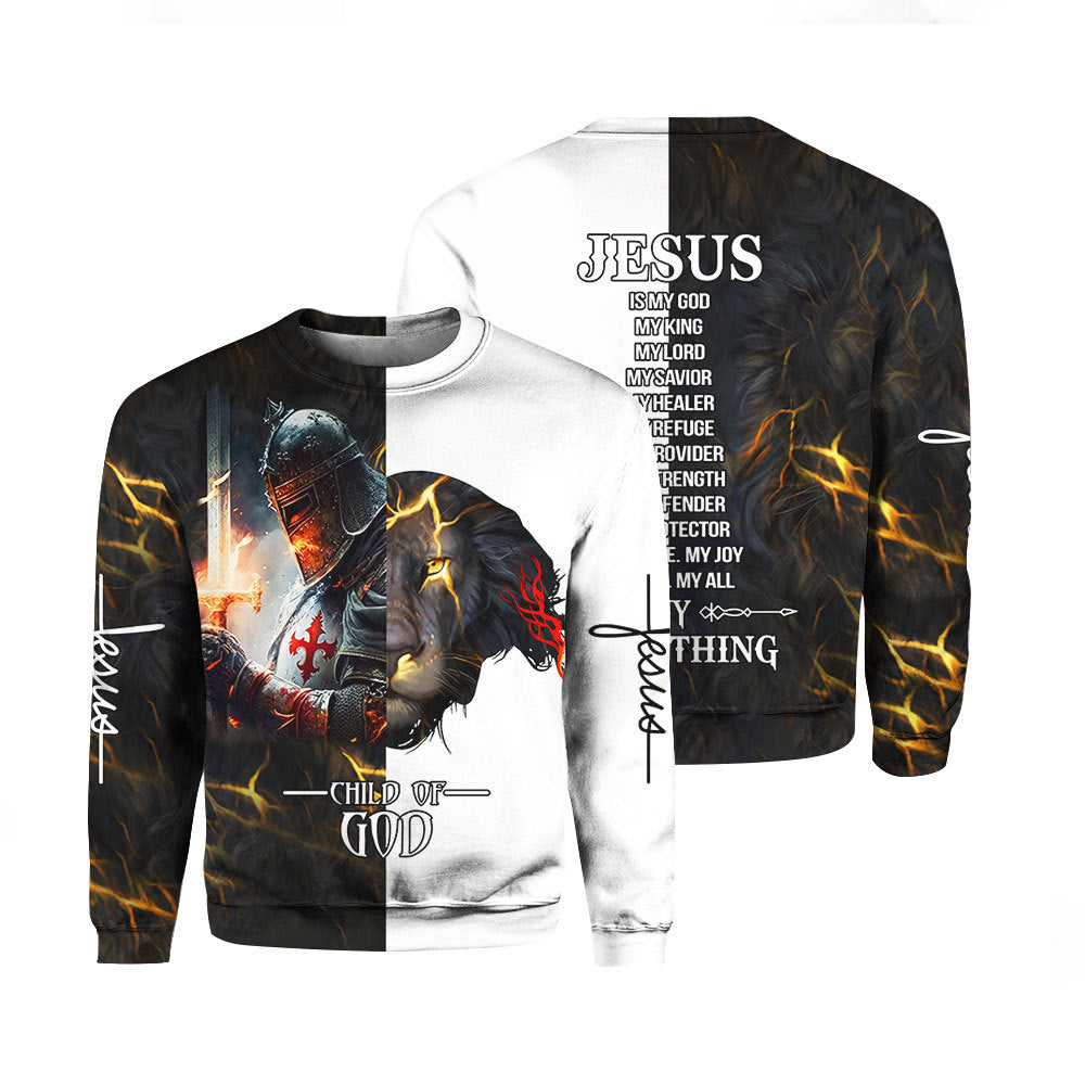 Jesus Knight Child Of God Crewneck Sweater For Men & Women