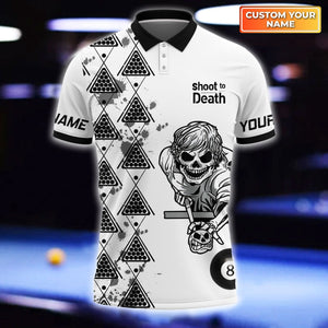 Personalized 3D All Over Print Shoot To Death Skull Billiard Polo Shirt