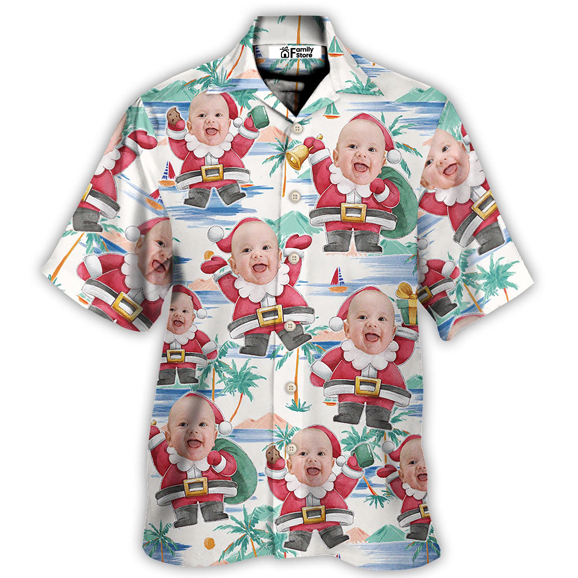 Photo Inserted Christmas Santa Summer Beach - Hawaiian Shirt