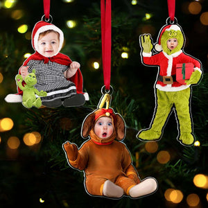 Green Monster And Adorable Kids - Gift For Kids, Family Members - Personalized Acrylic Ornament