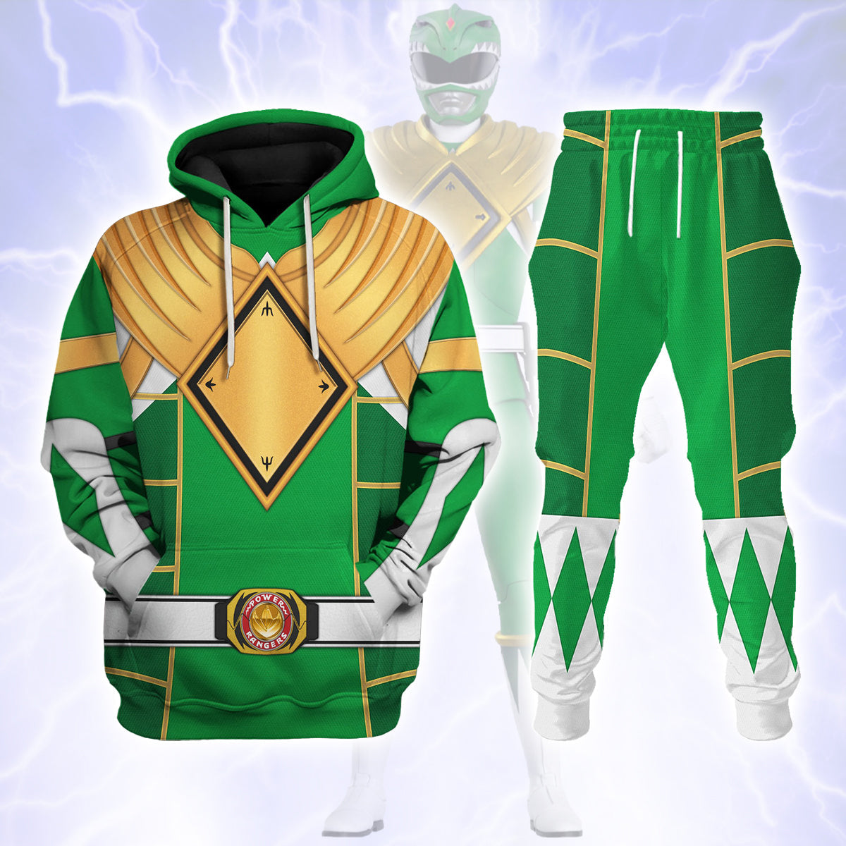 Green Mighty Morphin Power Ranger Cosplay C2.2 - Hoodie Set, Sweatshirt, Sweatpants