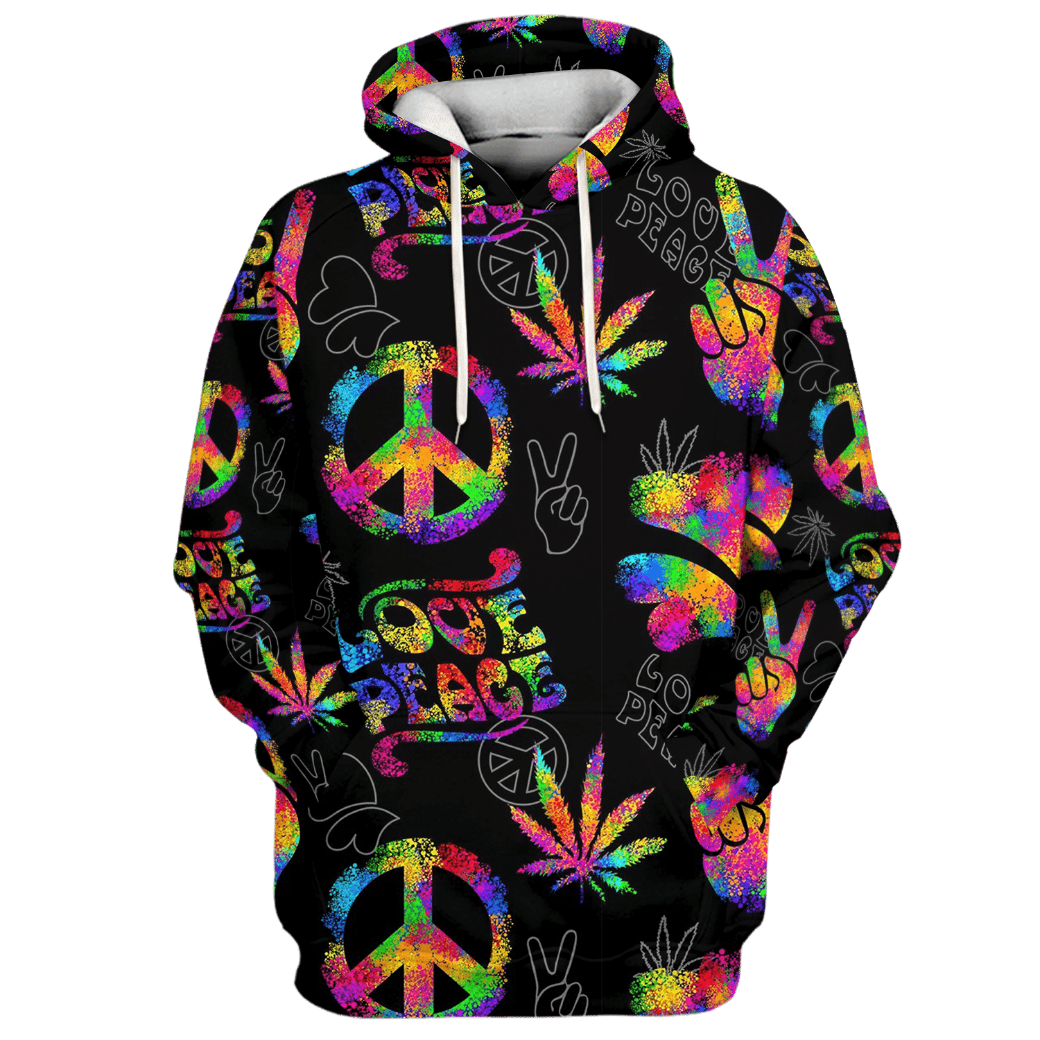 Hippie Love Peace Sign Finger - Hoodie For Men, Women