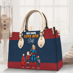 Super Hero Mom Busy Doing - Personalized Leather Bag - Gift For Mother, Grandma, Grandmother, Mother's Day | CL02 NA94