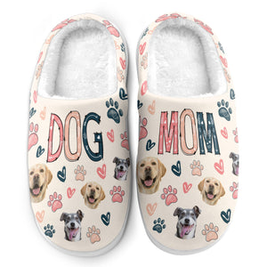 Custom Photo Dog Mom Love Paw Paw - Personalized Slippers - Gift For Dog Lovers, Cat Lovers, Pet Owners NA94