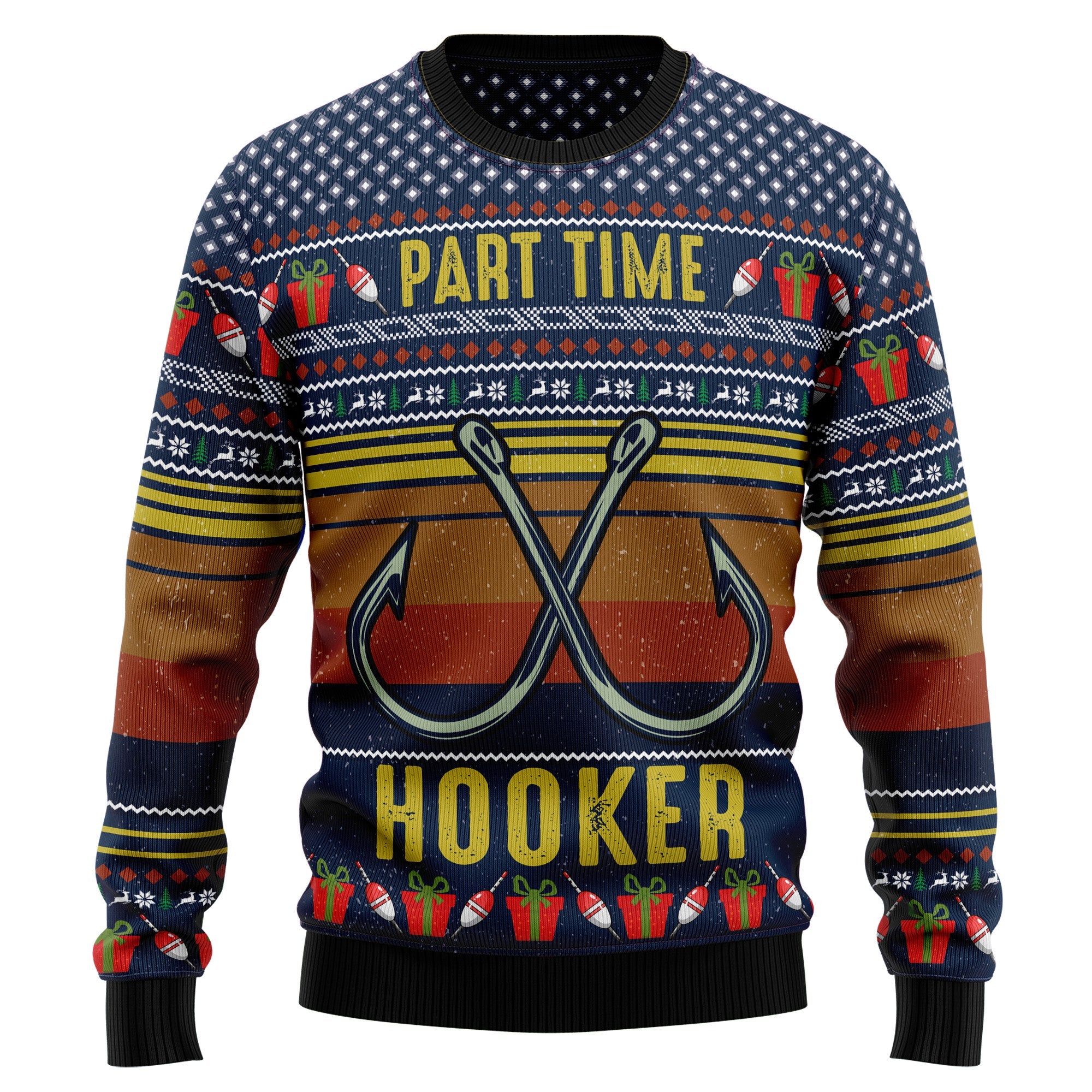 Fishing Part Time Ugly Christmas Sweater