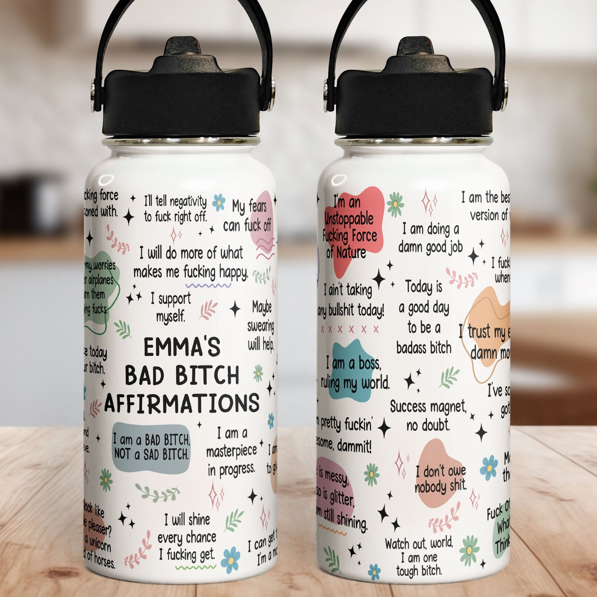 My Bad B*Tch Affirmations - Personalized Stainless Steel Water Bottle - Gifts For Daughter, Friends, Sister, For Me Gift NA94