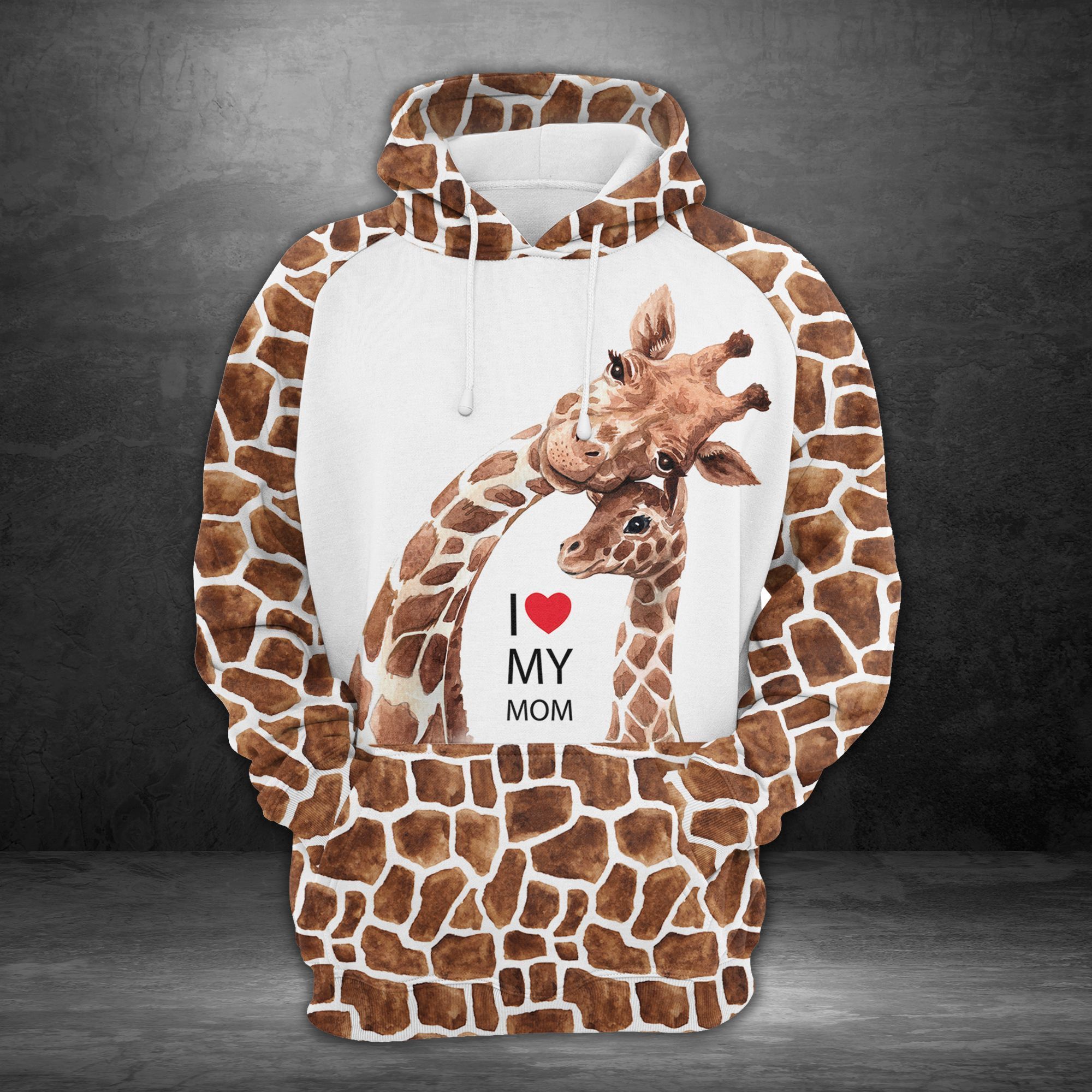 I Love Mom Giraffe Hoodie Gift For Mother