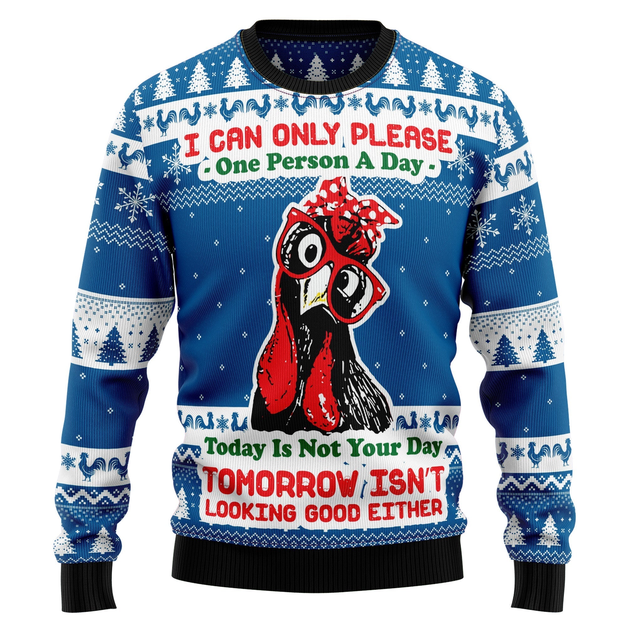 Funny Chicken Blue Christmas Ugly Sweater For Men And Women