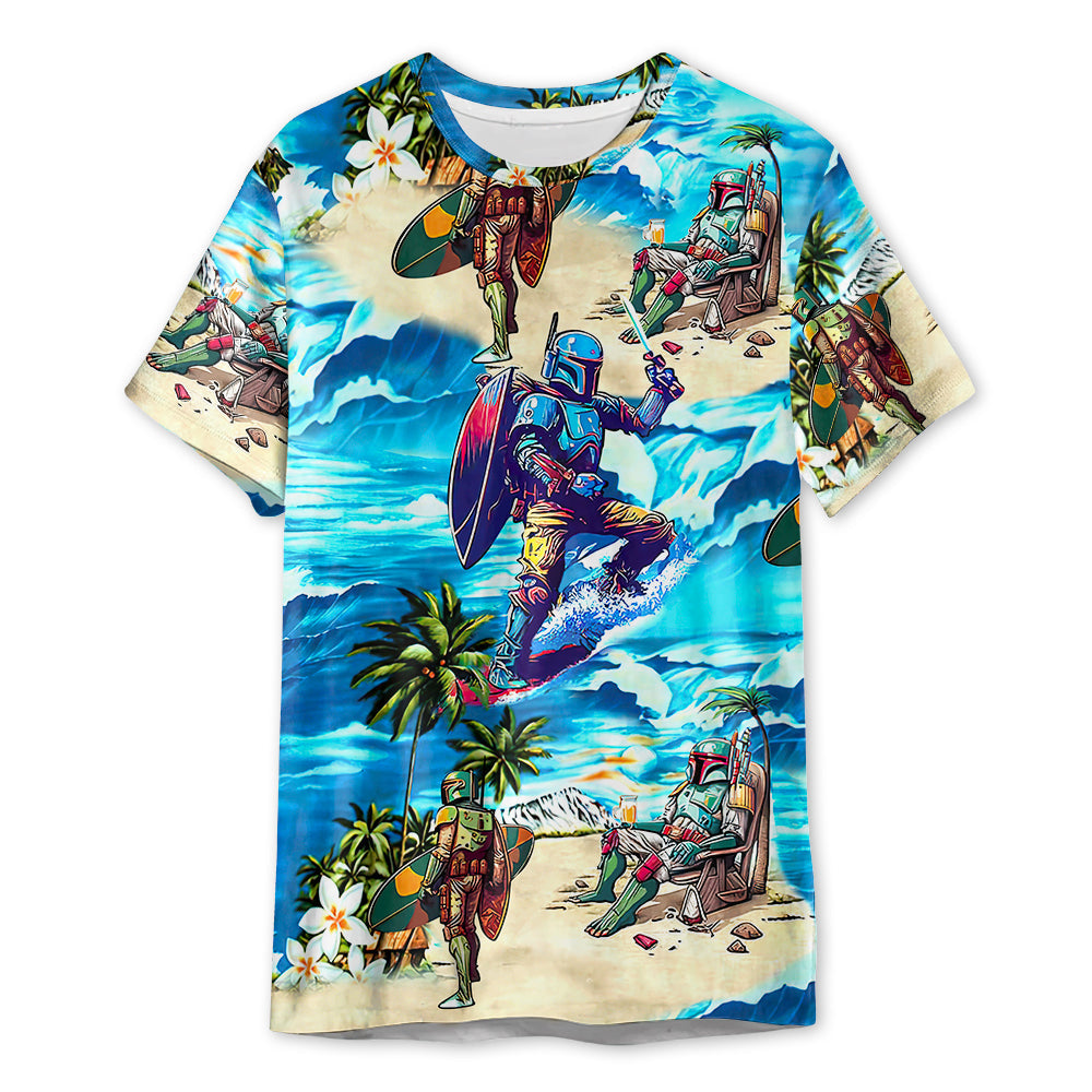 Star Wars Boba Fett Surfing - 3D T-shirt