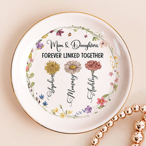 Mom & Daughter Forever Linked Together - Personalized Jewelry Dish - Gift For Mom, Mothers Day - CL47 NA94