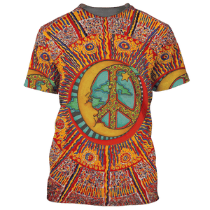 Hippie Aboriginal Pattern Moon Peace - T-Shirt