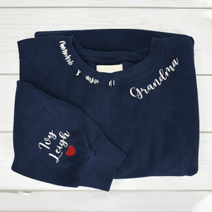 Personalized Grandma with Grandkids Names - Embroidered Sweatshirt, Hoodie, Tshirt - Best Gift for Grandma